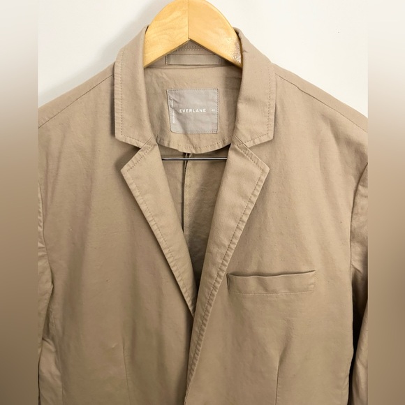 EVERLANE Blazer Mens 40 Single Breasted Linen Blend Sports Coat Beige Khaki EUC - Picture 7 of 15